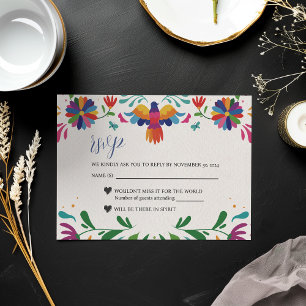 Mexican Folk Art Colourful Floral Fiesta Wedding RSVP Card