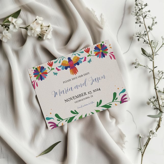 Mexican Folk Art Colourful Floral Fiesta Wedding Save The Date (Mexican Folk Art Colorful Floral Fiesta Wedding Save The Date)