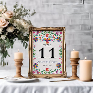 Mexican Folk Art Colourful Floral Fiesta Wedding Table Number
