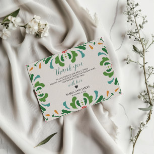 Mexican Folk Art Colourful Floral Fiesta Wedding Thank You Card