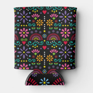 Mexican folk art, colourful seamless pattern. can cooler