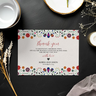 Mexican Folk Art Floral Botanical Fiesta Wedding Thank You Card