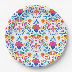 Mexican Folk Art Pattern Paper Plate