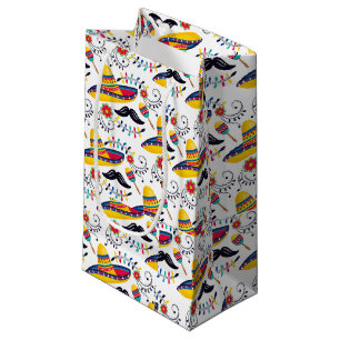Mexican Folk Art Pattern Sombreros, Moustaches Small Gift Bag