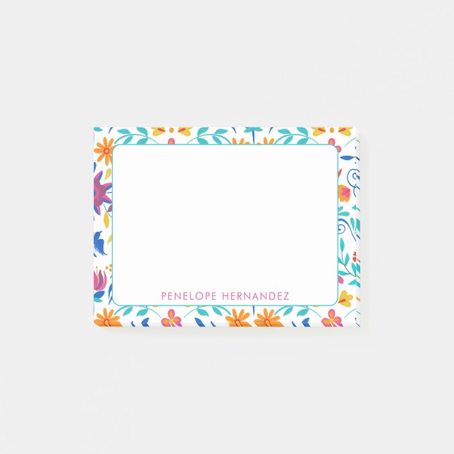 Mexican Folk Art Personalised Fiesta Post-Its Post-it Notes (Front)