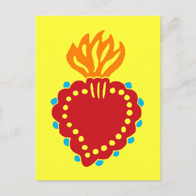 Mexican Folk Art Sacred Heart Postcard (Front)