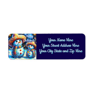 Mexican Folk Art Snowmen Snowman Return Address