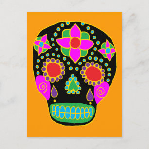 Mexican Folk Art Sugar Skull Postcard
