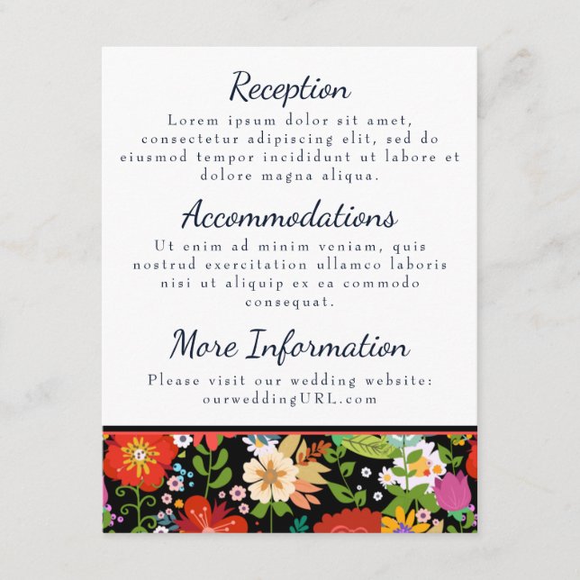 Mexican Folk Art Wedding Enclosure Card (Front)