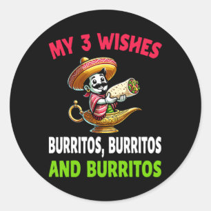 Mexican Food Burrito Funny Cinco De Mayo  Classic Round Sticker
