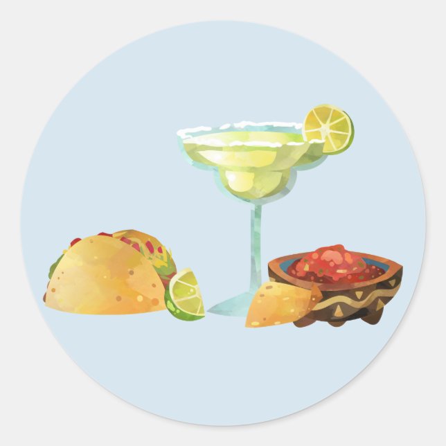 Mexican Food Chip Margarita Taco Salsa Classic Round Sticker (Front)