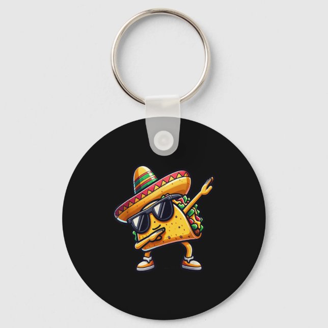 Mexican Food Dabbing Taco  Key Ring (Front)