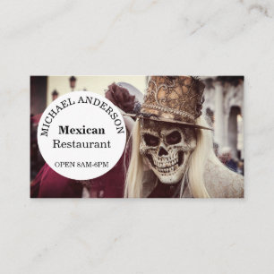 Mexican food day of dead Restaurant Business Card