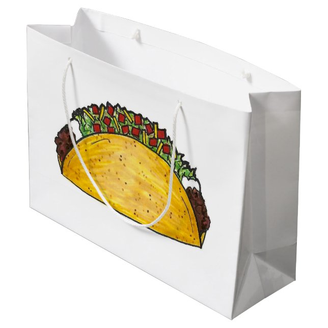 Mexican Food Foodie Tex Mex Texas Taco Print Large Gift Bag (Back Angled)