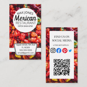 Mexican food fruit deli market chilli peppers business card