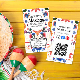 Mexican food fruit deli market fold craft floral  business card