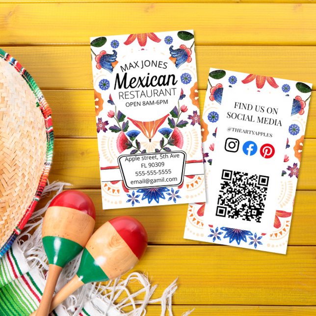 Mexican food fruit deli market fold craft floral  business card (Creator Uploaded)