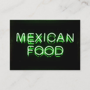 MEXICAN FOOD - Green Neon Sign Business Card