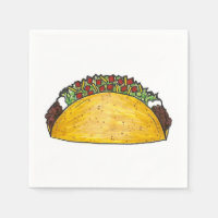 Mexican Food Hard Shell Taco Tacos Print Napkin
