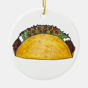 Mexican Food Hard Shell Taco Tuesday TexMex Ceramic Tree Decoration