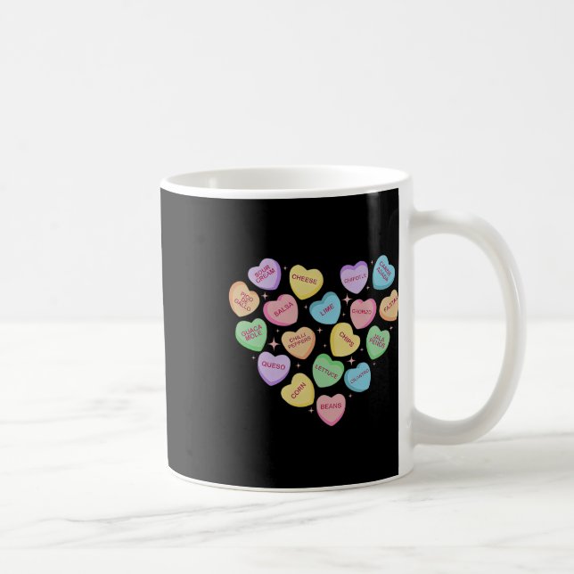 Mexican Food Heart Conversation Nachos Tacos Valen Coffee Mug (Right)