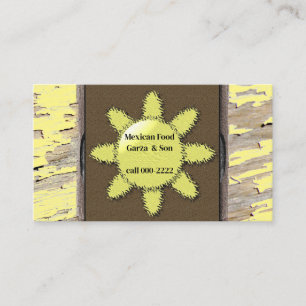 Mexican Food, Hispanic, Sun Symbol, Light  Business Card