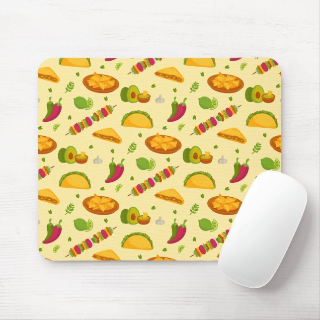 Mexican Food Pattern Tacos Nachos Cute Summer Mouse Pad (With Mouse)