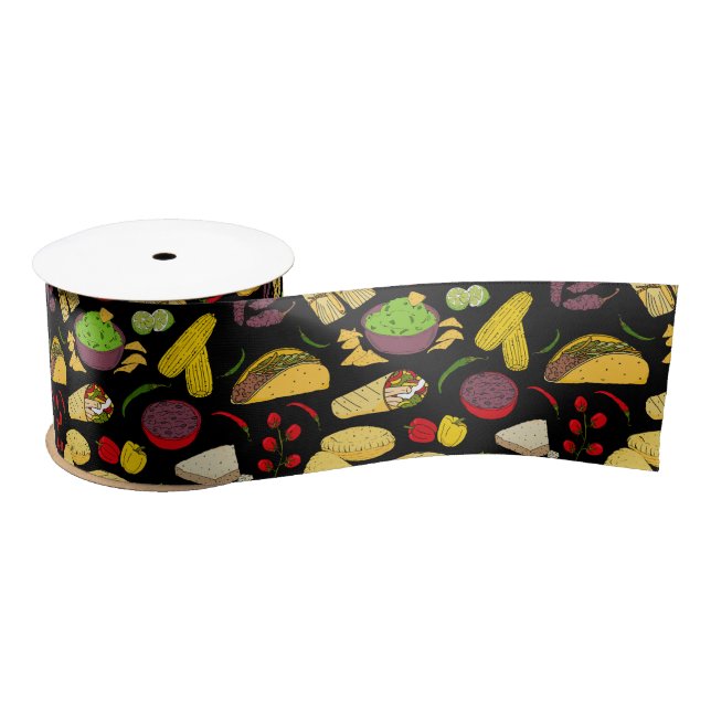 Mexican Food Patterned Satin Ribbon (Spool)