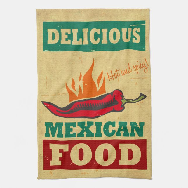 Mexican Food Tea Towel (Vertical)