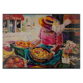 Mexican Fruit Market Lady Cutting Board