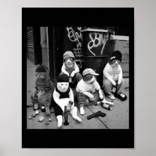 Mexican Gangster Cat Tee, Funny Gangster Cats Stre Poster