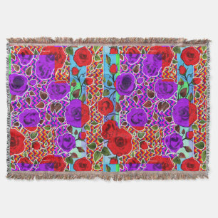 Mexican Garden Party Nouveau Floral  Throw Blanket