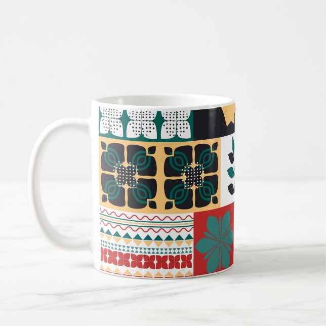 Mexican Geometric: Red Green Ornament. Coffee Mug (Left)