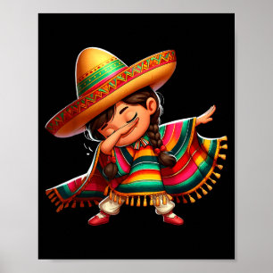 Mexican Girl Dabbing Poncho Happy Party Cinco De M Poster