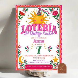 Mexican Girl Loteria Birthday Fiesta Invitation