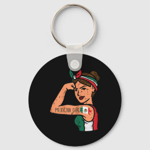 Mexican Girl Mujer Rosie Riveter Cinco De Mayo Fie Key Ring