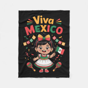 Mexican Girl Viva Mexico Shirt Mexican Flag Fleece Blanket