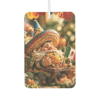 Mexican Gnome Wearing A Sombrero Eating A Taco Car Air Freshener