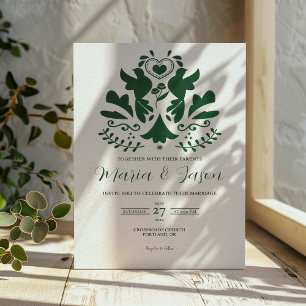 Mexican Green Modern Minimalist Elegant Wedding Invitation