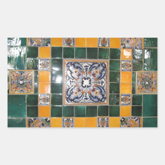 Mexican Green Talavera Style Tile work Rectangular Sticker