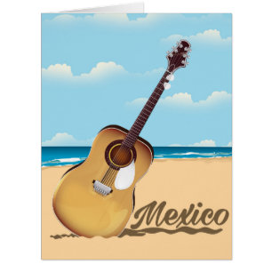 Mexican Guitar Beach travel poster