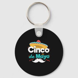Mexican Hat and Moustache Cinco De Mayo Celebratio Key Ring