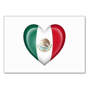 Mexican Heart Flag on White Table Number