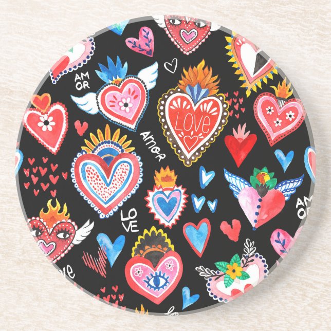 Mexican hearts coaster (Front)