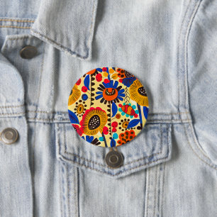 Mexican Heritage Floral Print 7.5 Cm Round Badge