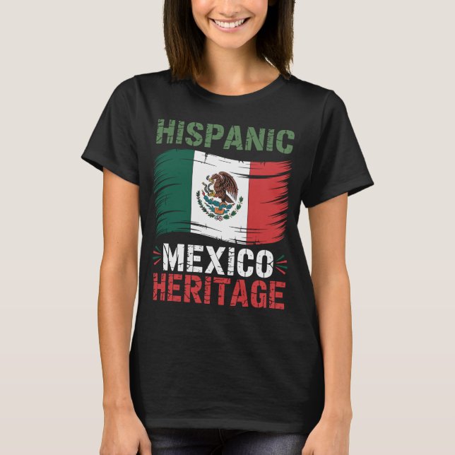 Mexican Heritage Hispanic Pride Distressed Flag T-Shirt (Front)