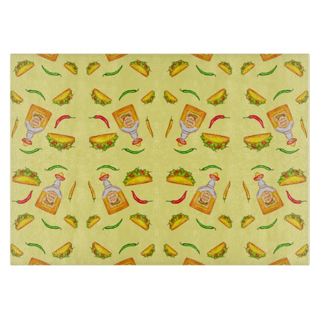 Mexican Hispanic Food Tacos Tequila Cutting Board (Front)