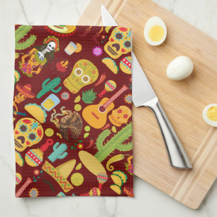 Mexican Icons Pattern Tea Towel