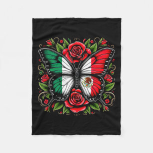 Mexican Independence Day Tee _ Mexico Butterfly Fl Fleece Blanket