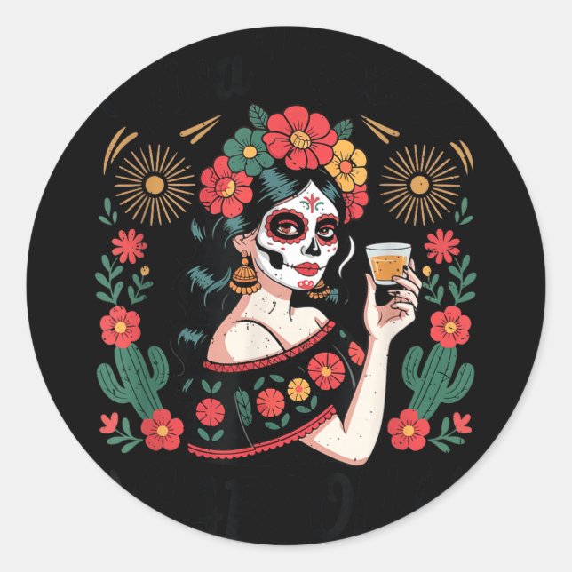 Mexican independence day viva-mexico cabrones classic round sticker (Front)